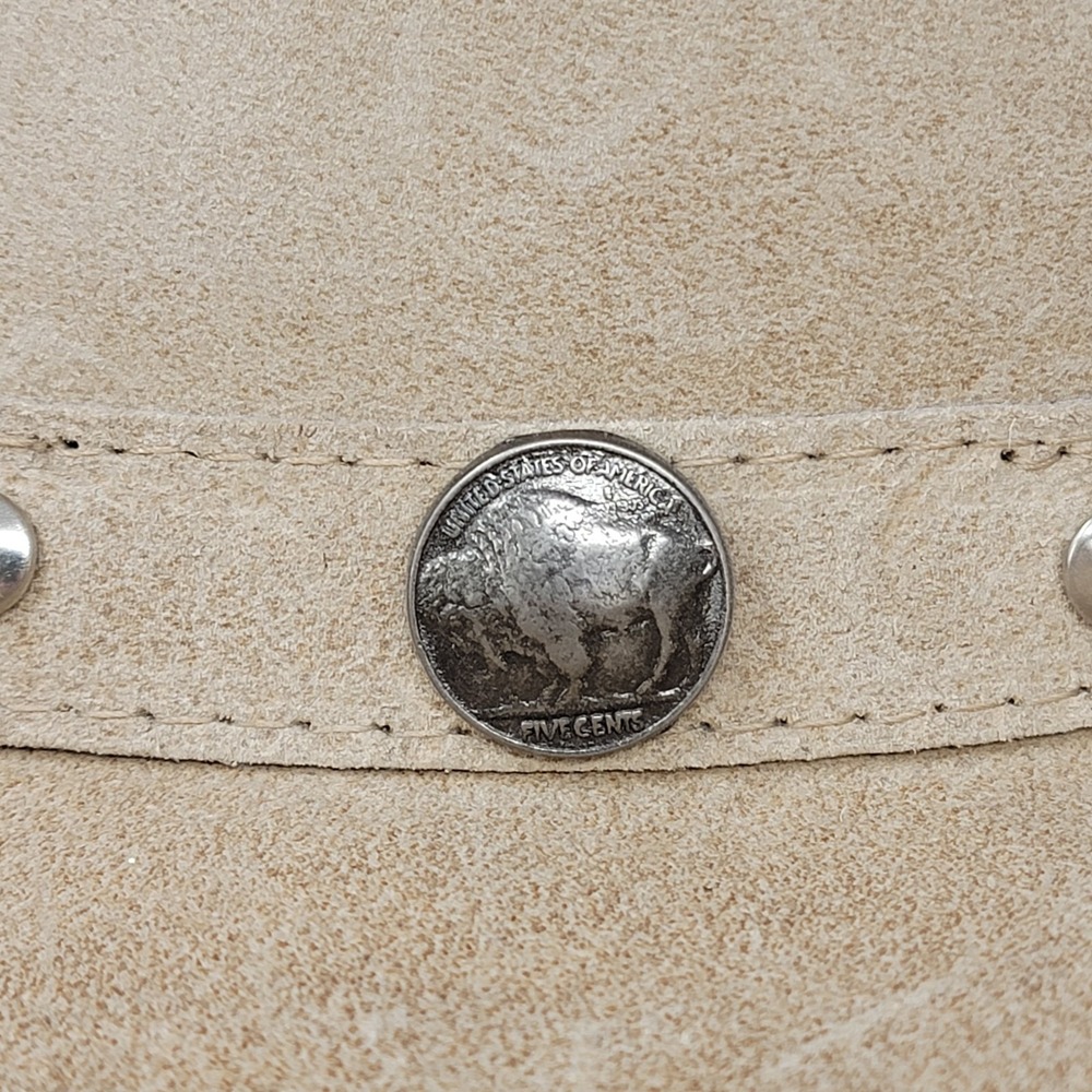 Minnetonka Outback Buffalo‎ Nickel Leather Cowboy Hat Buckskin Tan Size Large - Picture 12 of 12